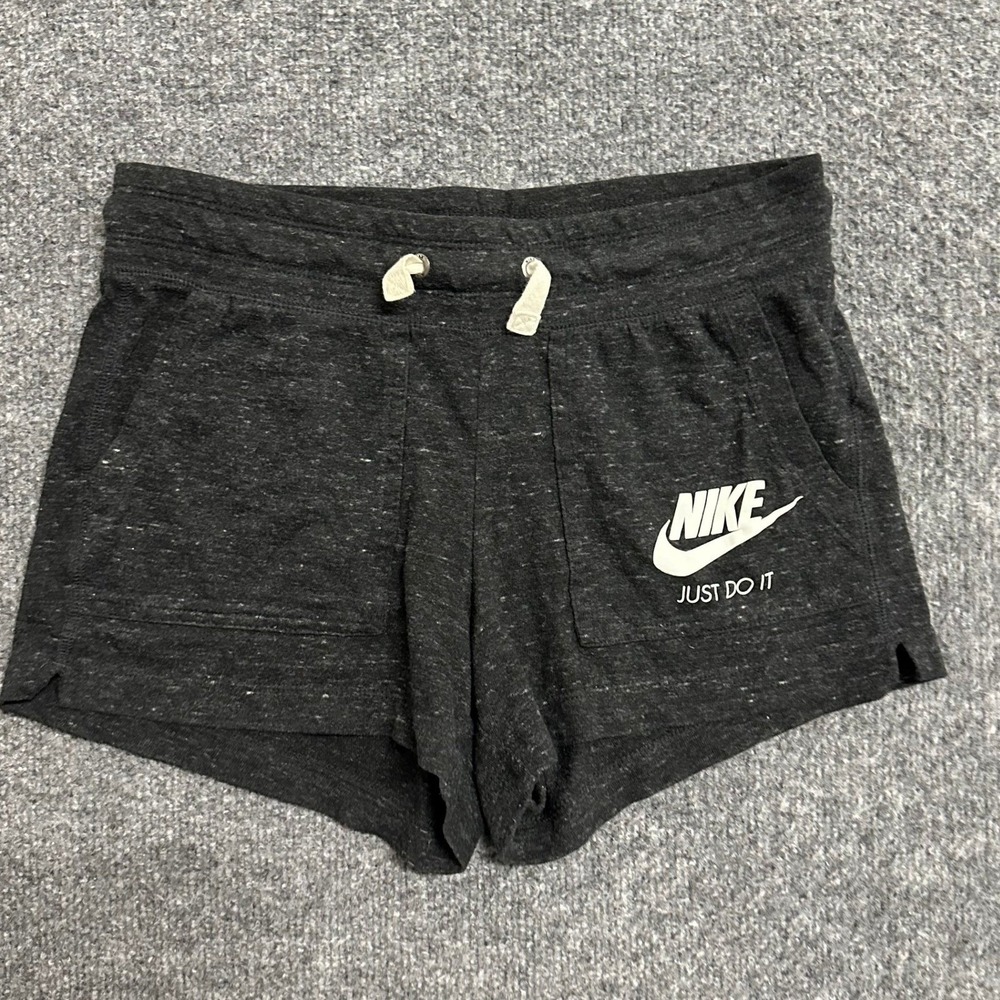 Nike Shorts Womens Size XS Black Charcoal Organic Cotton Logo Athletic Gym Sport